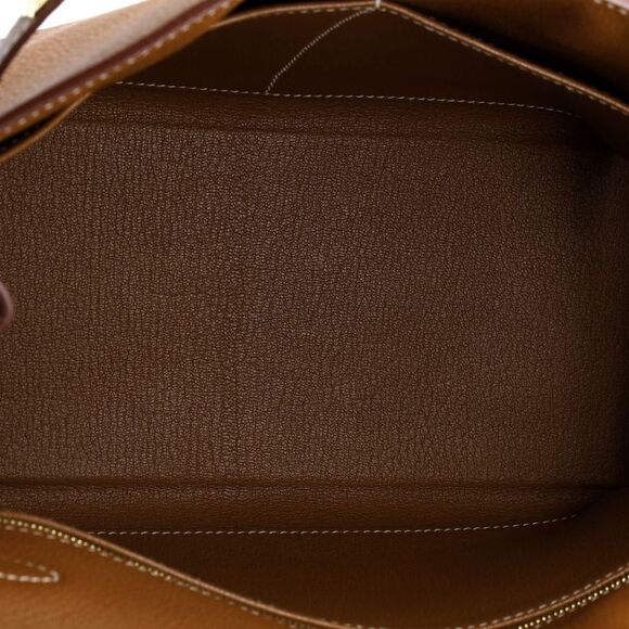 Hermes Kelly Handbag Gold Togo with Gold Hardware 28 Brown - Picture 6 of 13